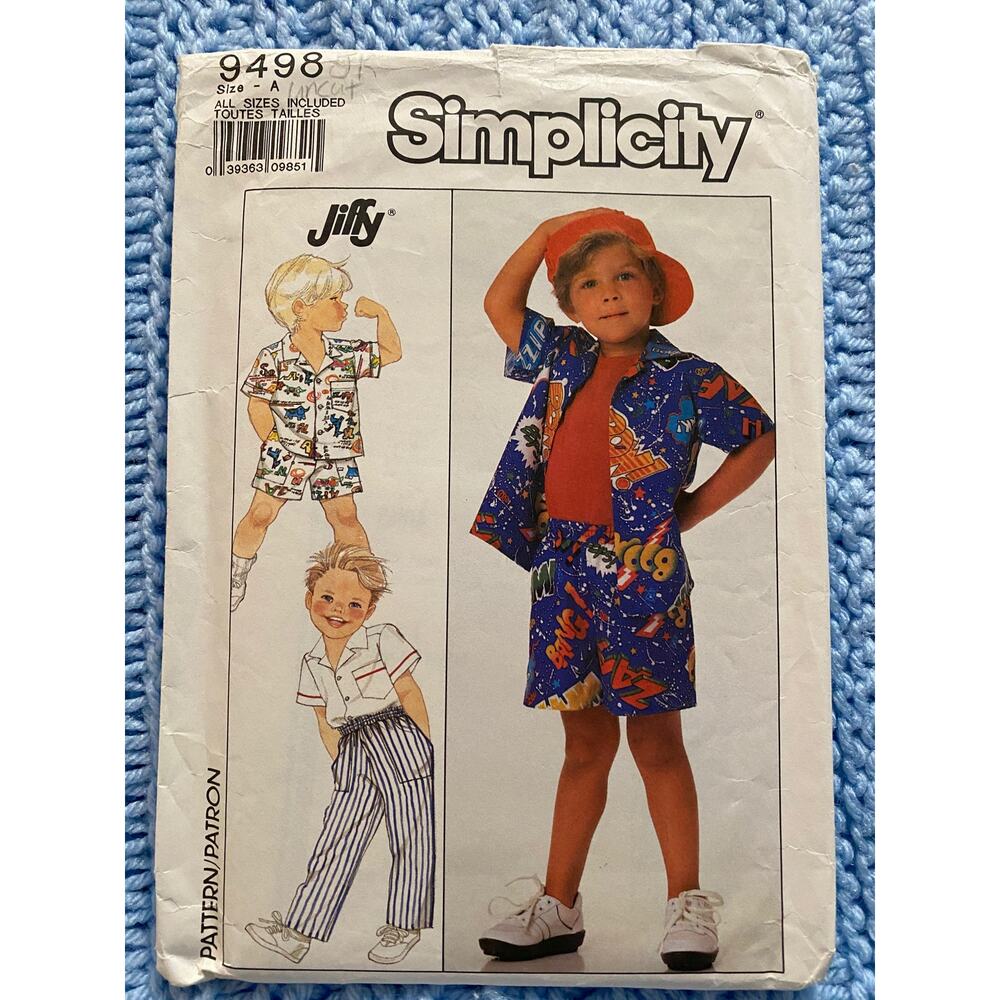 Simplicity sewing pattern  9498 kids top pants shorts